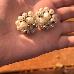 Vintage 1960 pearls clip on earrings marked Japan